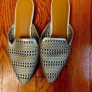 Gold weaved mules